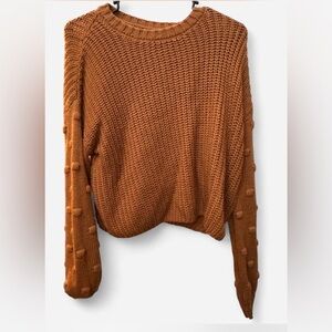 moon & madison eclectic grandpa Textured Knit cropped Sweater - Orange M